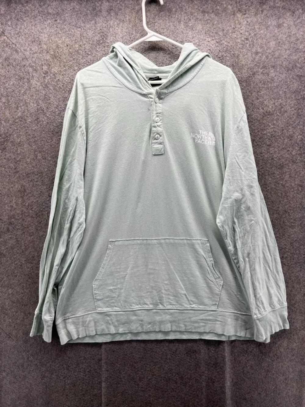 The North Face Hoodie Mens 2XL Green Henley Pullover Lightweight Jacket Logo